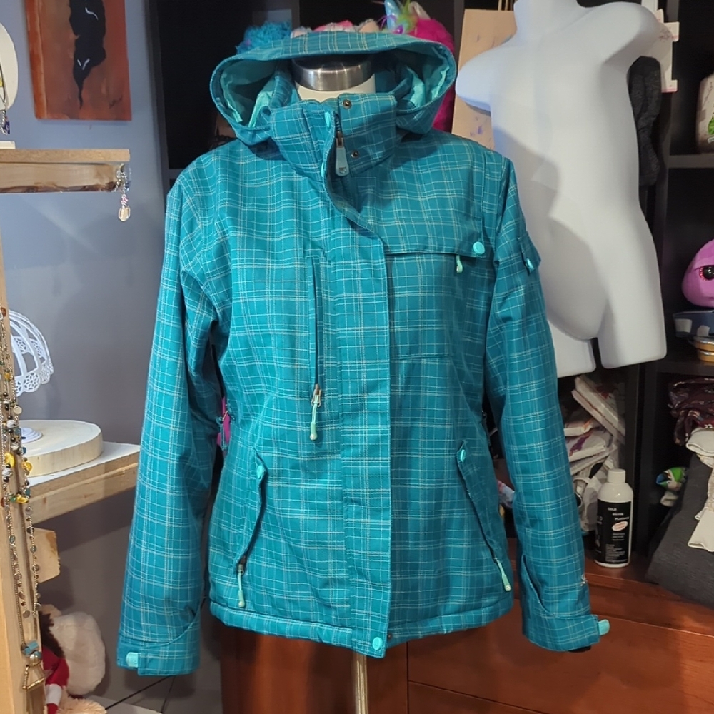 Liquido Blue Checkered Ski Jacket